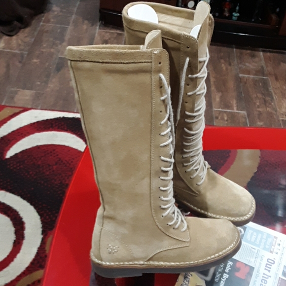 Frye Shoes - FRYE BOOTS SUEDE TAN LACE FRONT GORGEOUS